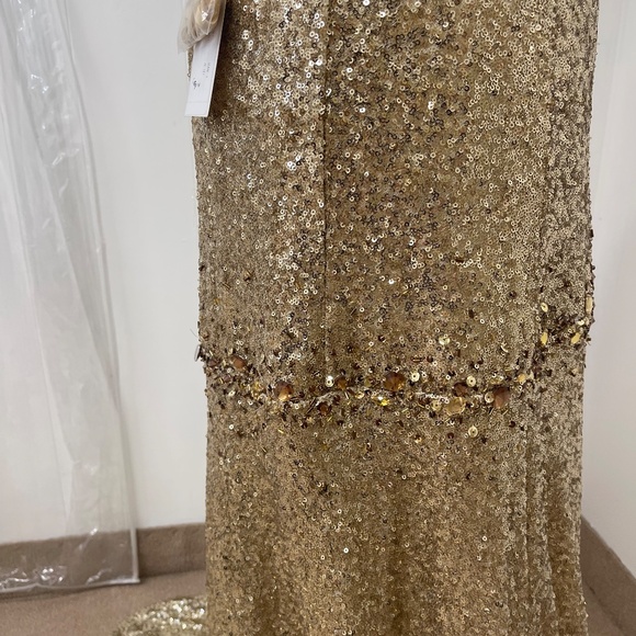 Val Stefani Moonlight Design Gold Sequin Strapless Gown Size 8 Prom Pageant NWT - Picture 7 of 13